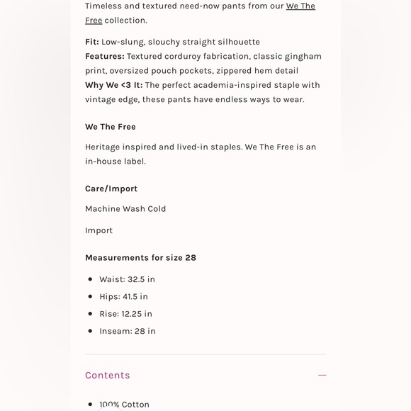 Free People London Calling Slouchy Cord Pants Size 26 NWT - Picture 2 of 15